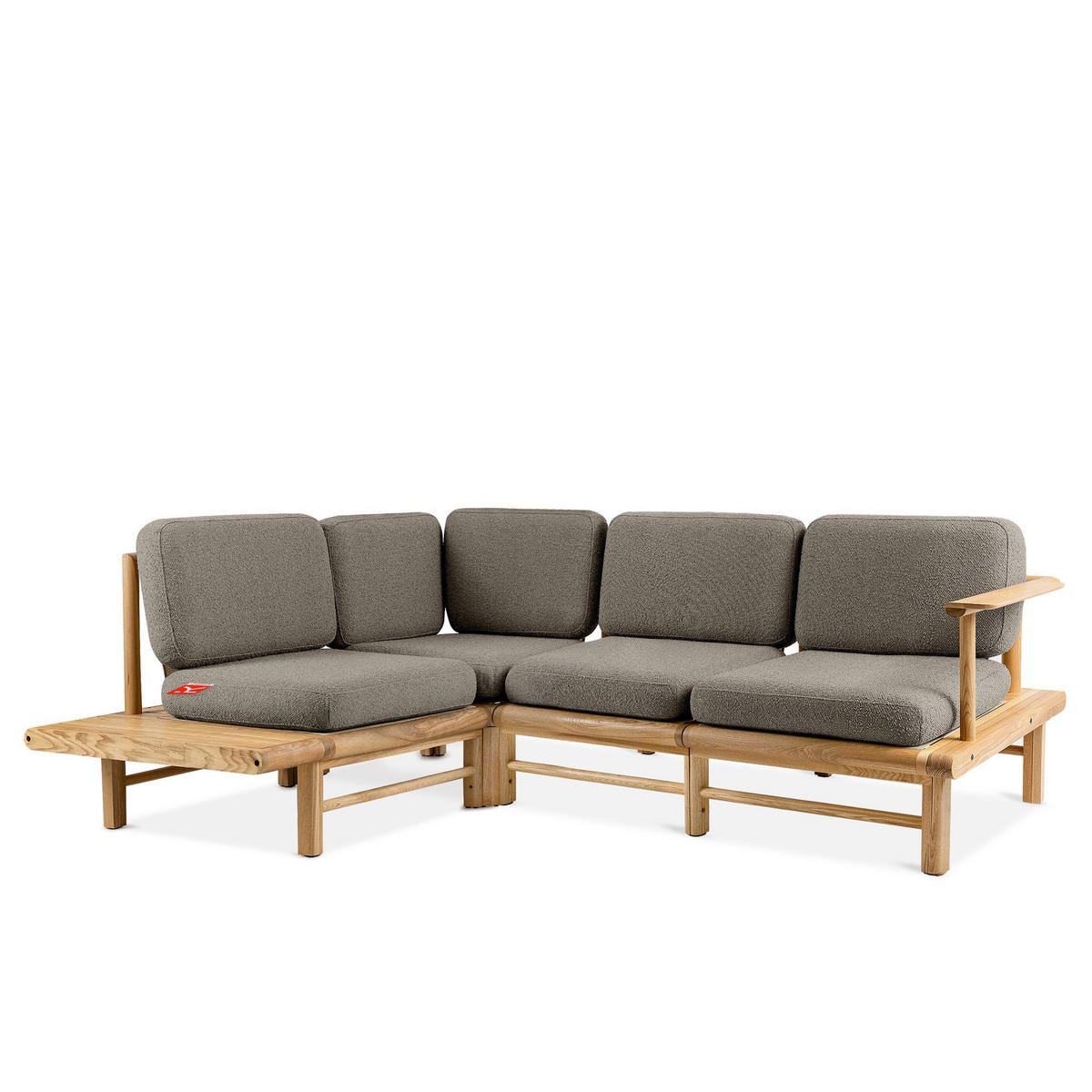 LOUNGESOFA ATREDA links - Grau, Holz/Textil (230/74/175cm) - KONSIMO®