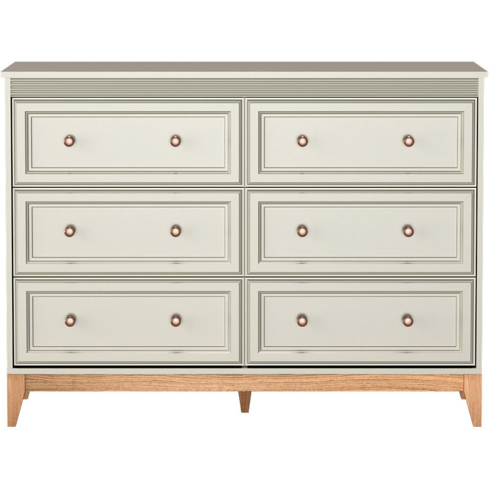 KOMMODE Charlott mit 6 Schubladen - Kaschmir/Eichefarben, Holz/Holzwerkstoff (135.5/100/40.5cm) - Beautysofa