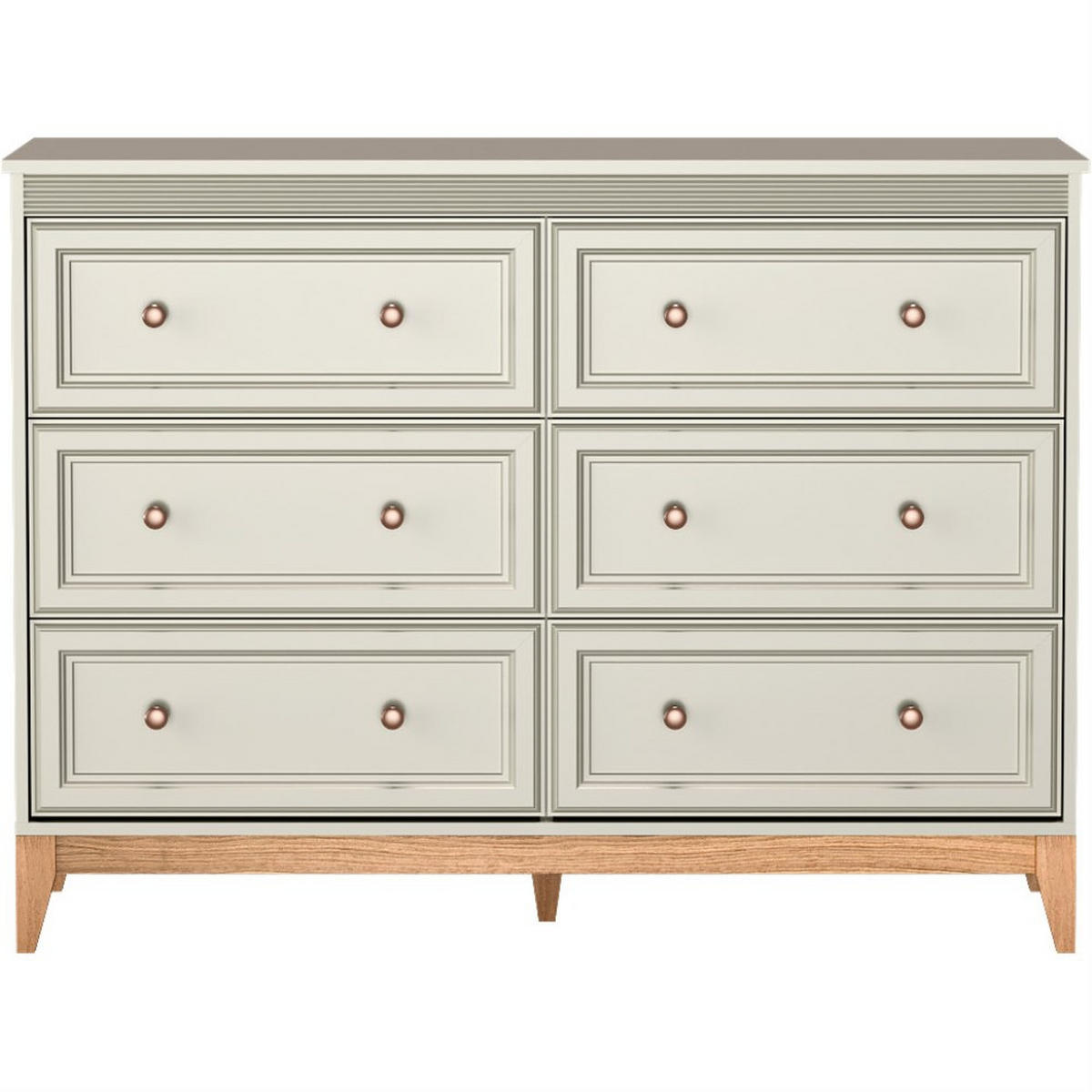 KOMMODE Charlott mit 6 Schubladen - Kaschmir/Eichefarben, Holz/Holzwerkstoff (135.5/100/40.5cm) - Beautysofa