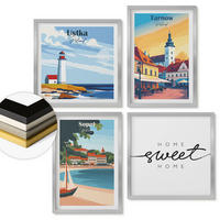 WANDBILDER 4er Set - 50x50 cm & 40x60 cm Silberner Rahmen - Polnische Städte Ustka Tarnów Sopot - Silberfarben, Kunststoff (50/50cm) - ArtPrintCave