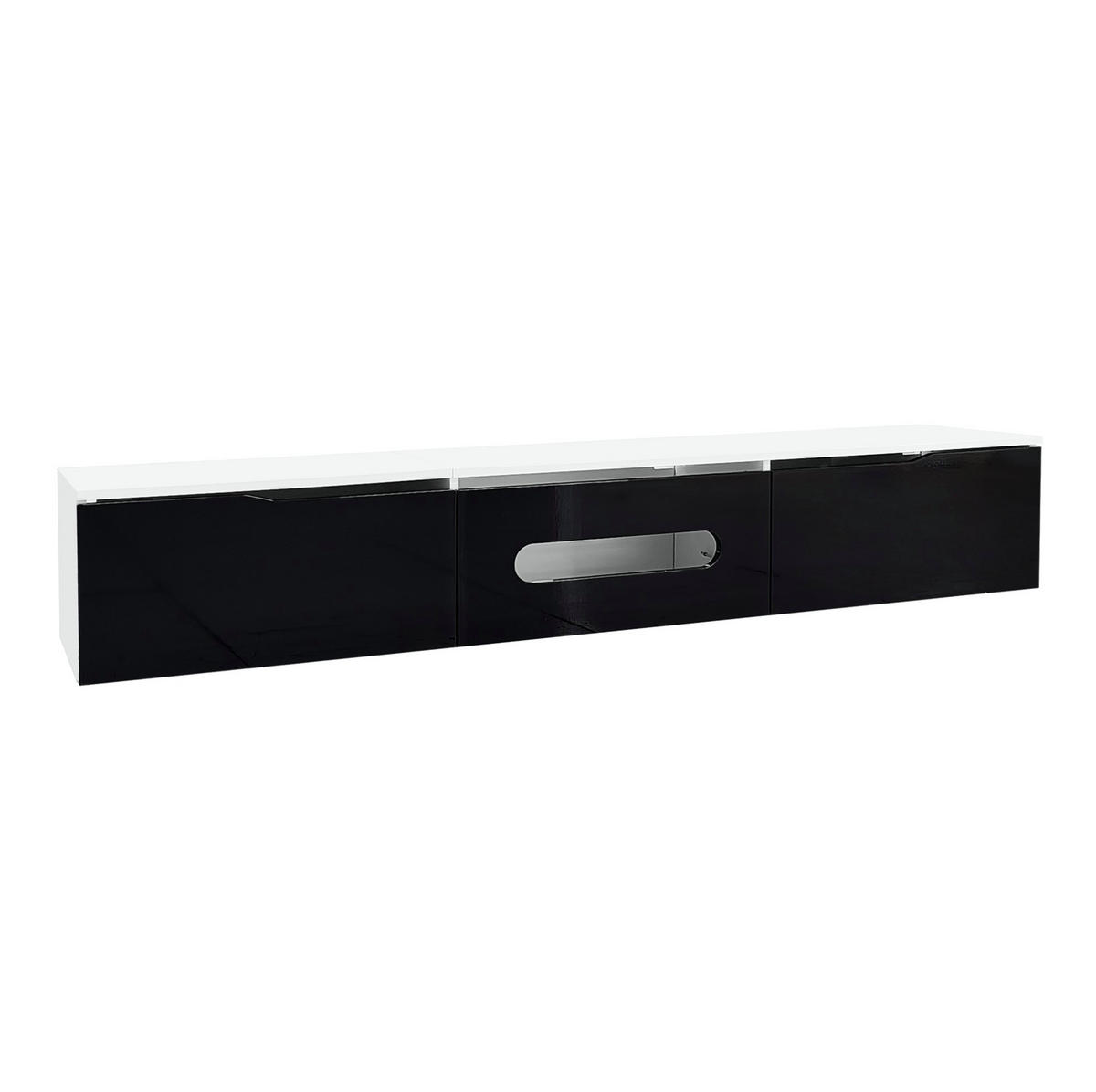TV ormarić 180/35/30 cm crno-bijeli od MDF-a i iverice s LED rasvjetom i zidnom montažom - crna, drvni materijal (180/30/35cm) - OKWISH