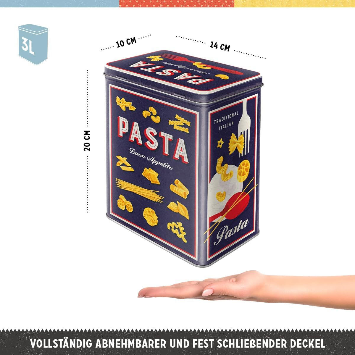 VORRATSDOSE L Pasta Variety - Multicolor, Metall (14/20/10cm) - Nostalgic-Art