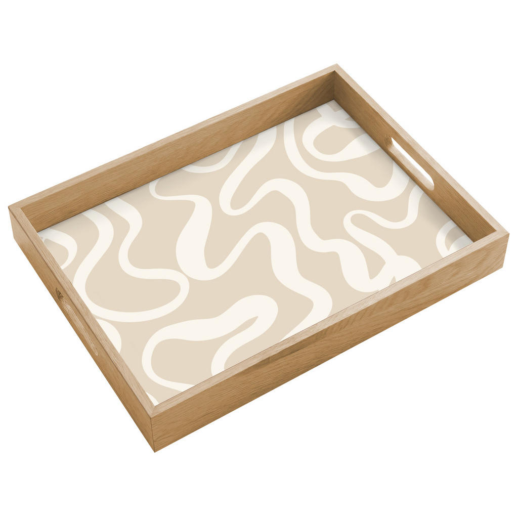 OnlyWow SERVÍROVACÍ PODNOS Linie - abstraktní - béžová - bílá - minimalistická 40x30 cm