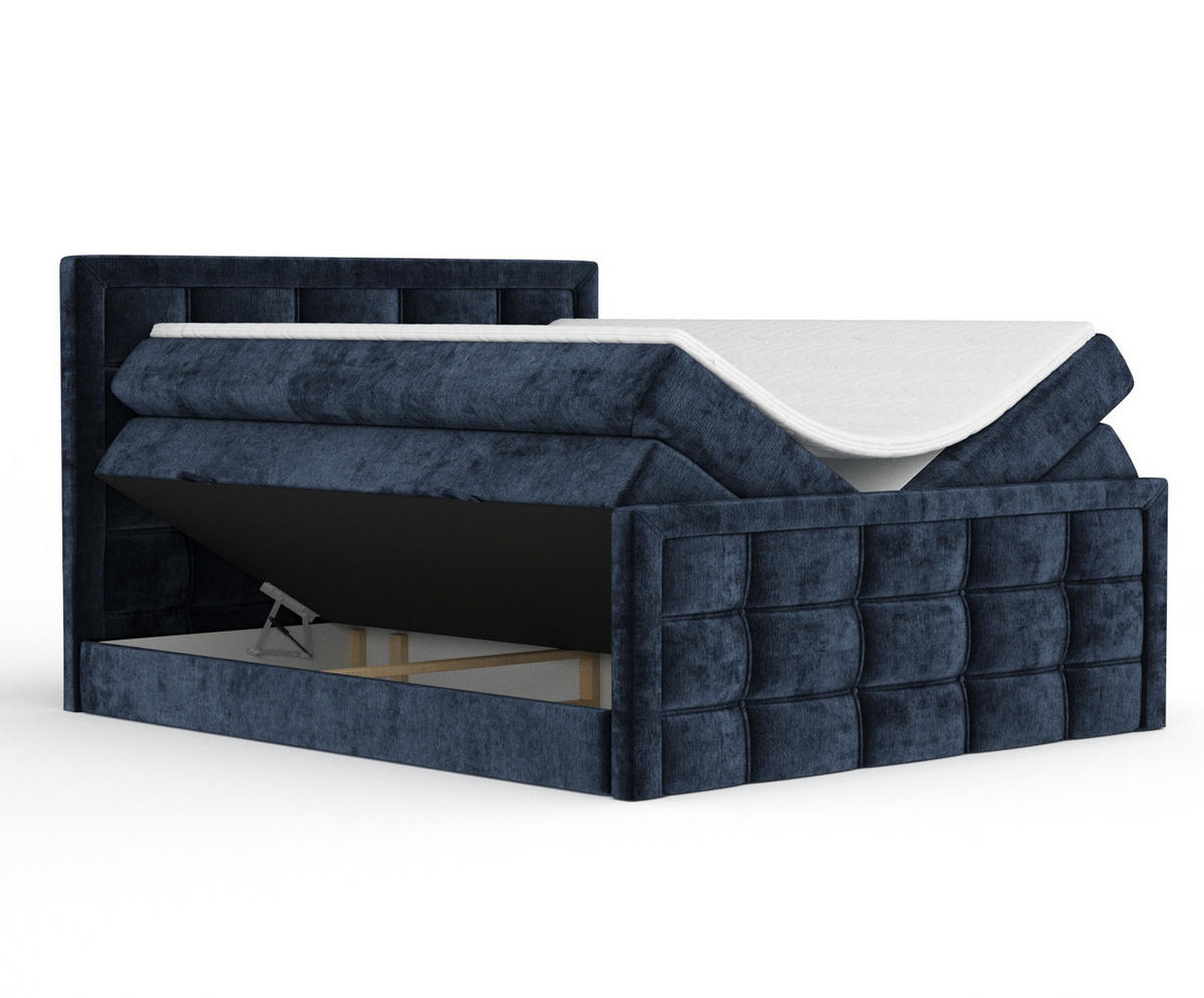 BOXSPRINGBETT Ambrosia Marineblau 180/200 cm - Schwarz/Dunkelblau, Holz/Holzwerkstoff (180/200cm) - Maison de Reve