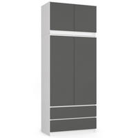 KLEIDERSCHRANK Weiß, Grau 90x51x234 cm - Graphitfarben/Weiß, Holzwerkstoff (90/234/51cm) - Akord