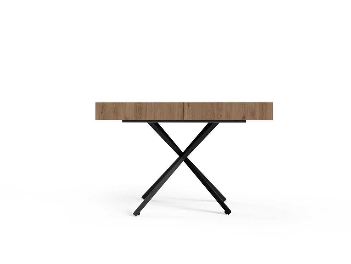 COUCHTISCH SANNA X - Trüffeleichefarben/Schwarz, Holzwerkstoff/Metall (80/120/27cm) - Meblini