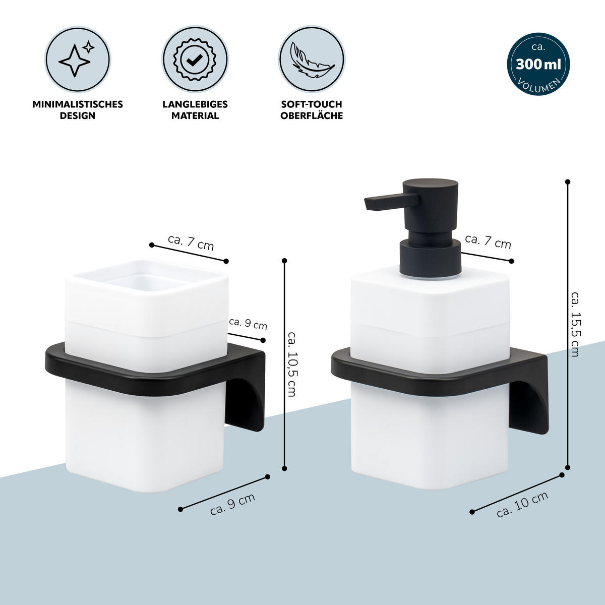 BADACCESSOIRESET SAVONA Softtouch (2er-Set) - Weiß, Kunststoff (7/15.5/8.5cm) - bremermann