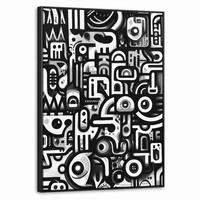 LEINWAND Bilder mit Rahmen - Symbole - Abstrakt - Grafik - Schwarz - 60x80 - Schwarz, Textil (60/80cm) - MuchoWow