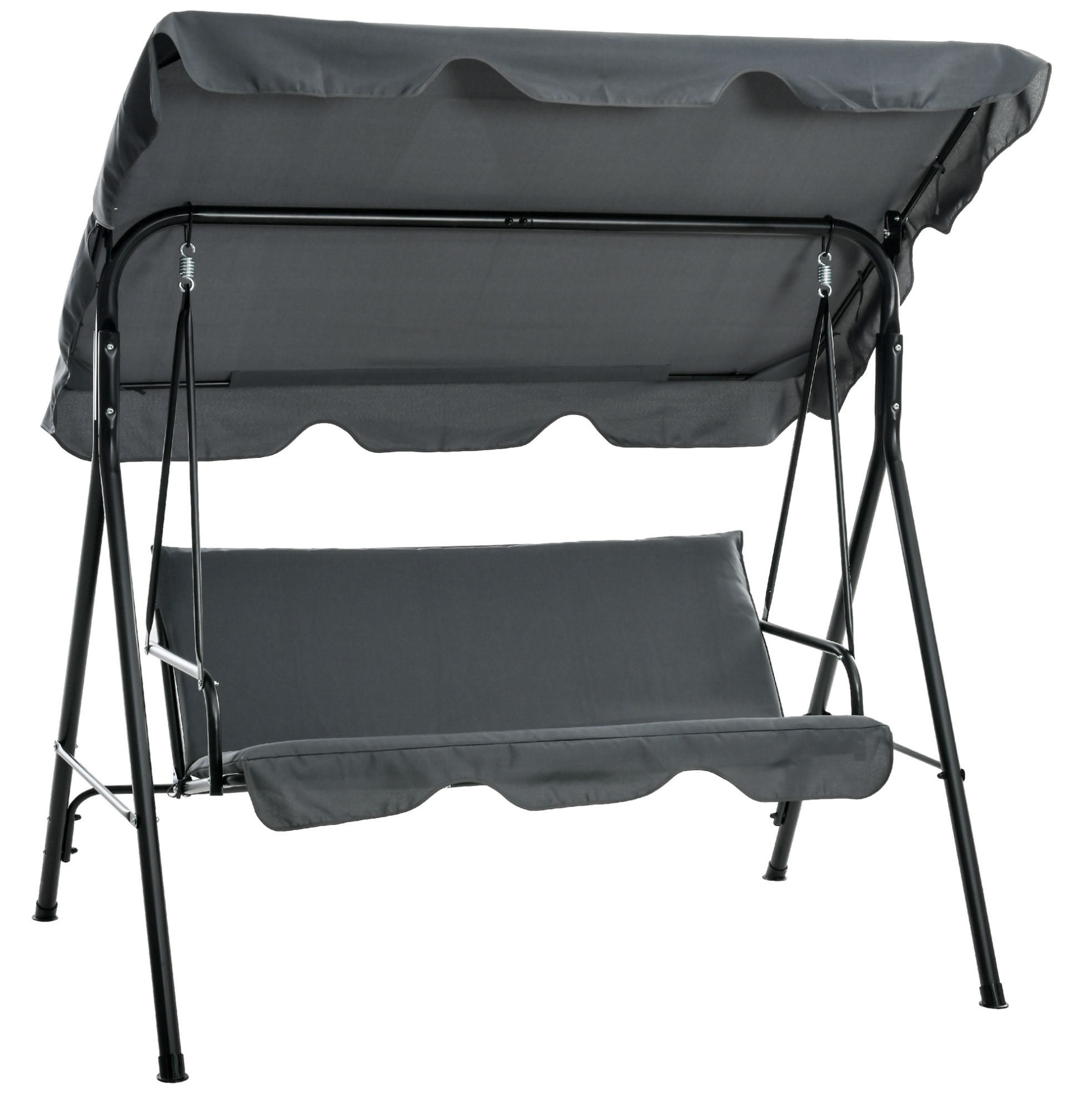HOLLYWOODSCHAUKEL 172/110/153 cm mit neigbarem Sonnendach und gepolstertem 3-Sitzer, Grau - Grau, Textil (110/153/172cm) - Redom