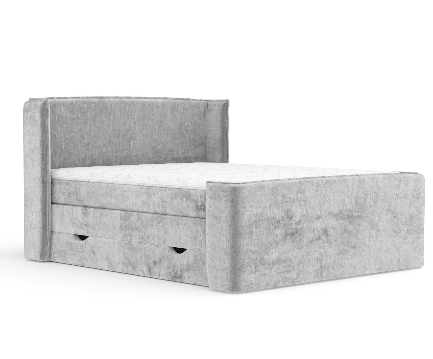 BOXSPRINGBETT Freeland Hellgrau 160/200 cm mit Matratze und Topper - Hellgrau/Schwarz, Holz/Holzwerkstoff (160/200cm) - Maison de Reve