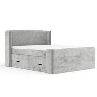 BOXSPRINGBETT Freeland Hellgrau 160/200 cm mit Matratze und Topper - Hellgrau/Schwarz, Holz/Holzwerkstoff (160/200cm) - Maison de Reve