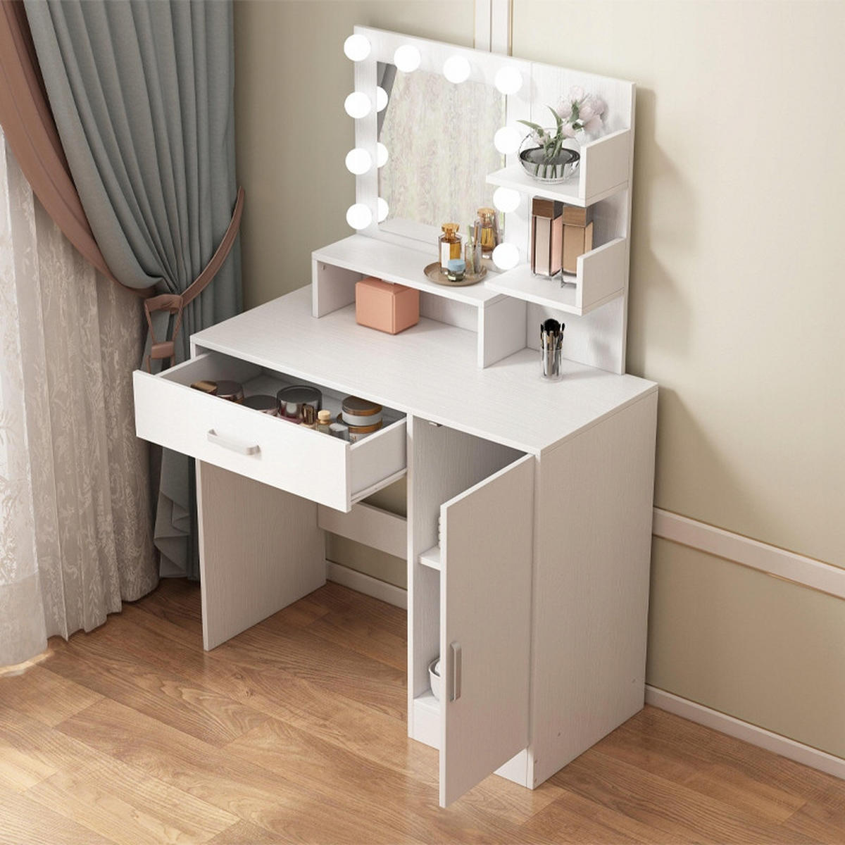 KOSMETIKTISCH weiß 137x90x40 cm - Weiß, Holzwerkstoff (90/137/40cm)