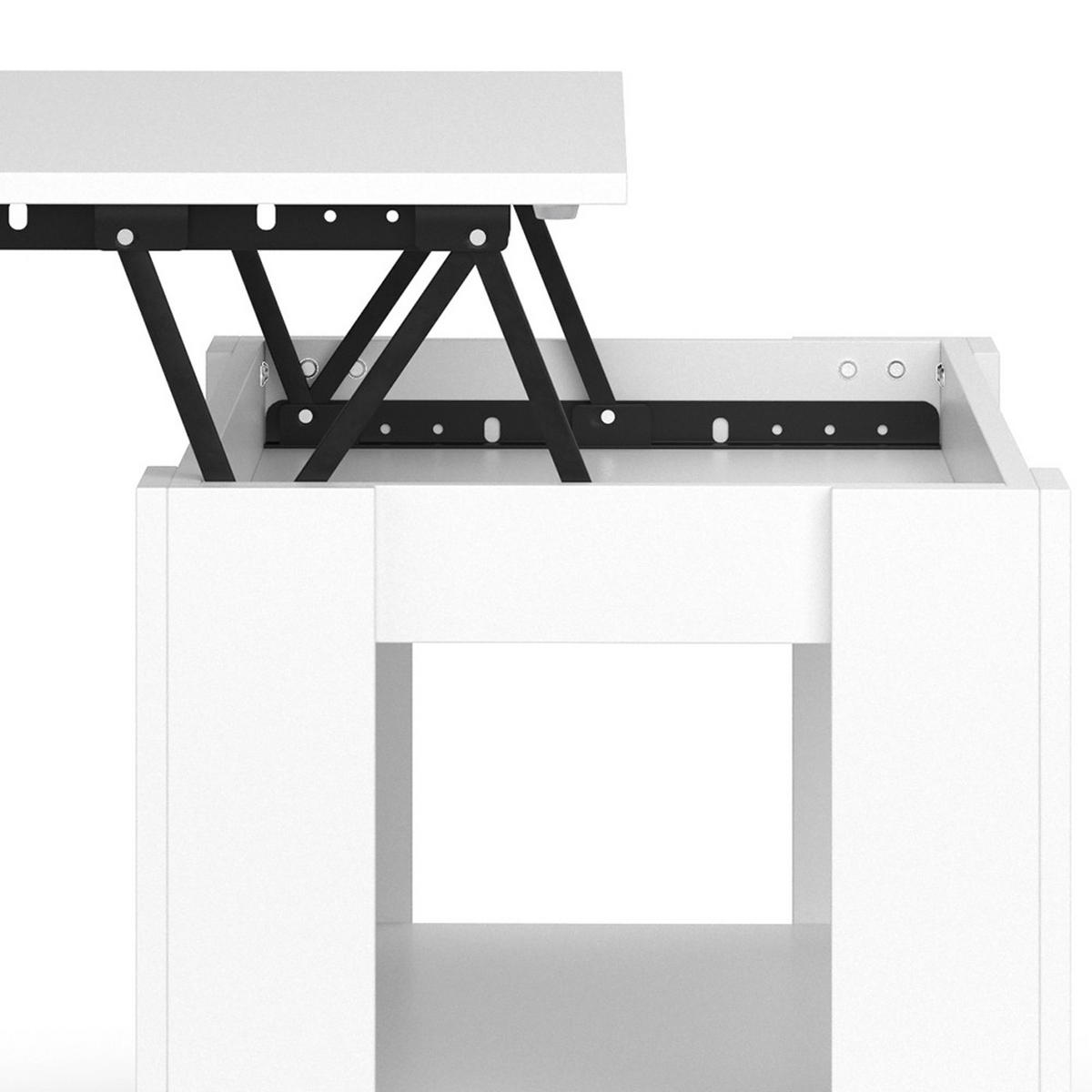 COUCHTISCH Lorenz Weiß 100 x 50 cm mit Liftfunktion - Weiß, Holzwerkstoff (50/100/50cm) - Vicco