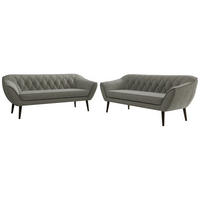 SEDACÍ SOUPRAVA PIRS 3+3 - Šedá Strukturovaná látka - Černé nohy - šedá/černá, kompozitní dřevo/textil (180/75/74cm) - MKS