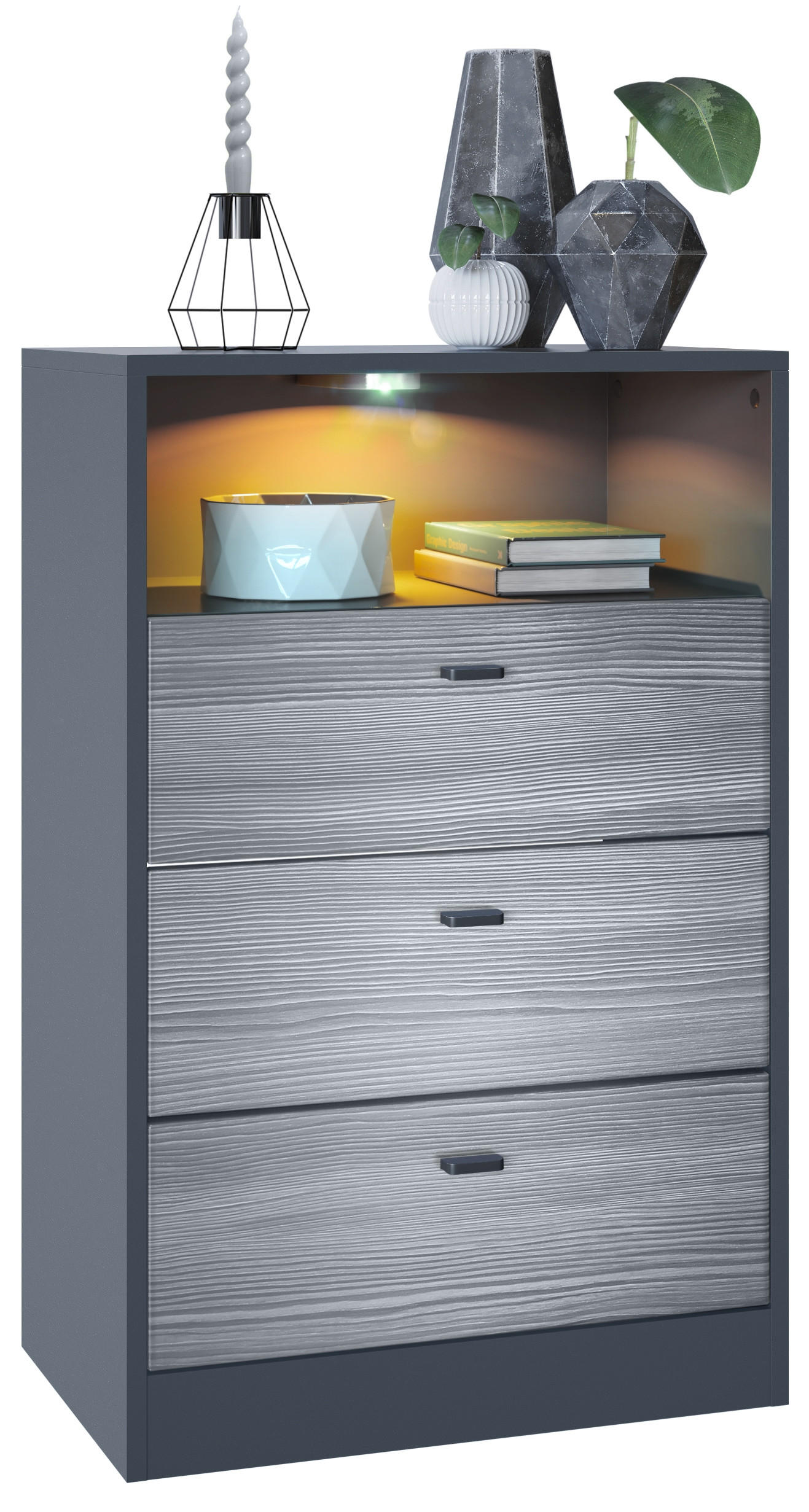 KOMMODE Pino Fronten in Avola-Anthrazit - Anthrazit, Holzwerkstoff (56/86.5/36cm) - Vladon