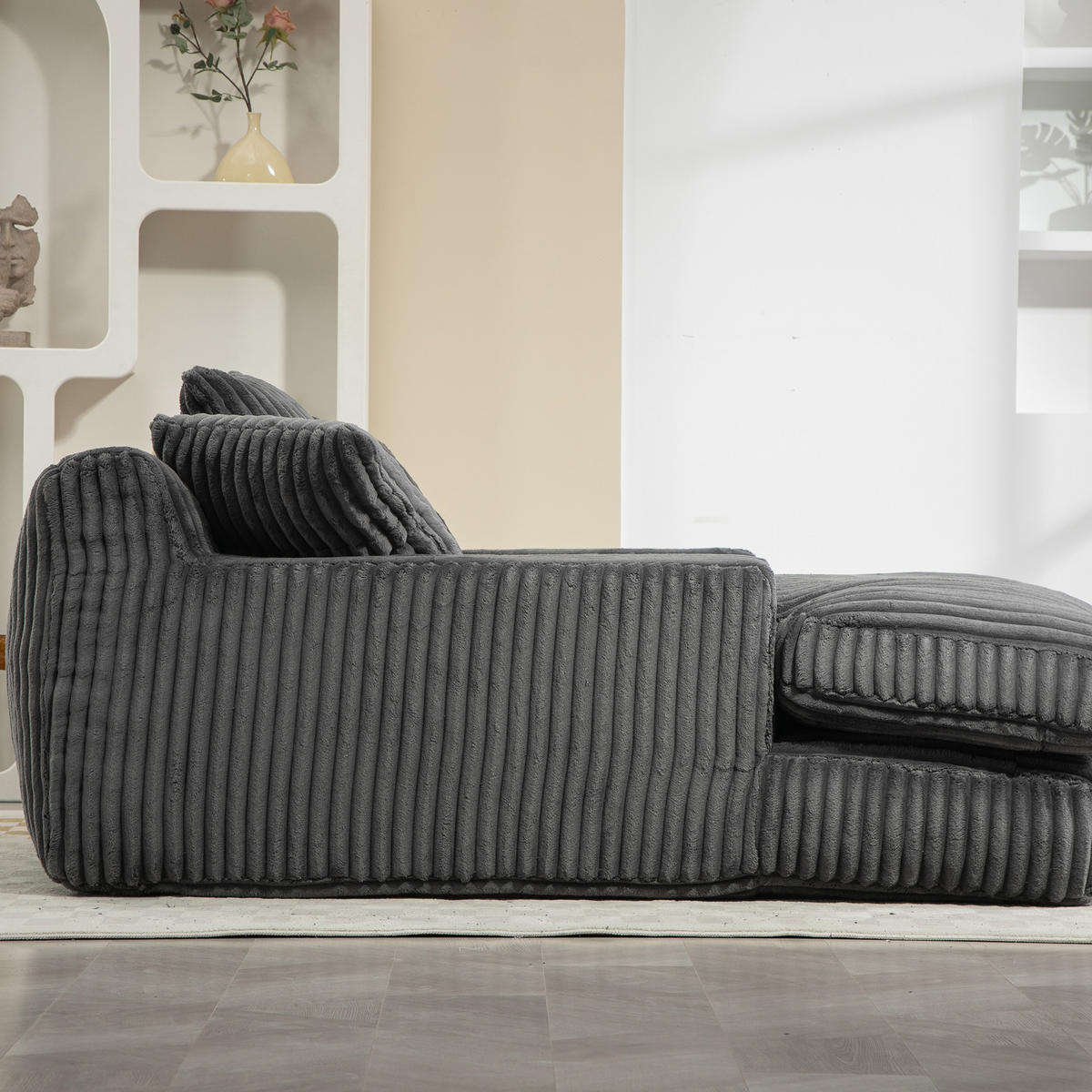 SCHLAFSOFA aus Cord mit 3 Kissen, Dunkelgrau - Dunkelgrau, Textil (125/63/155cm)