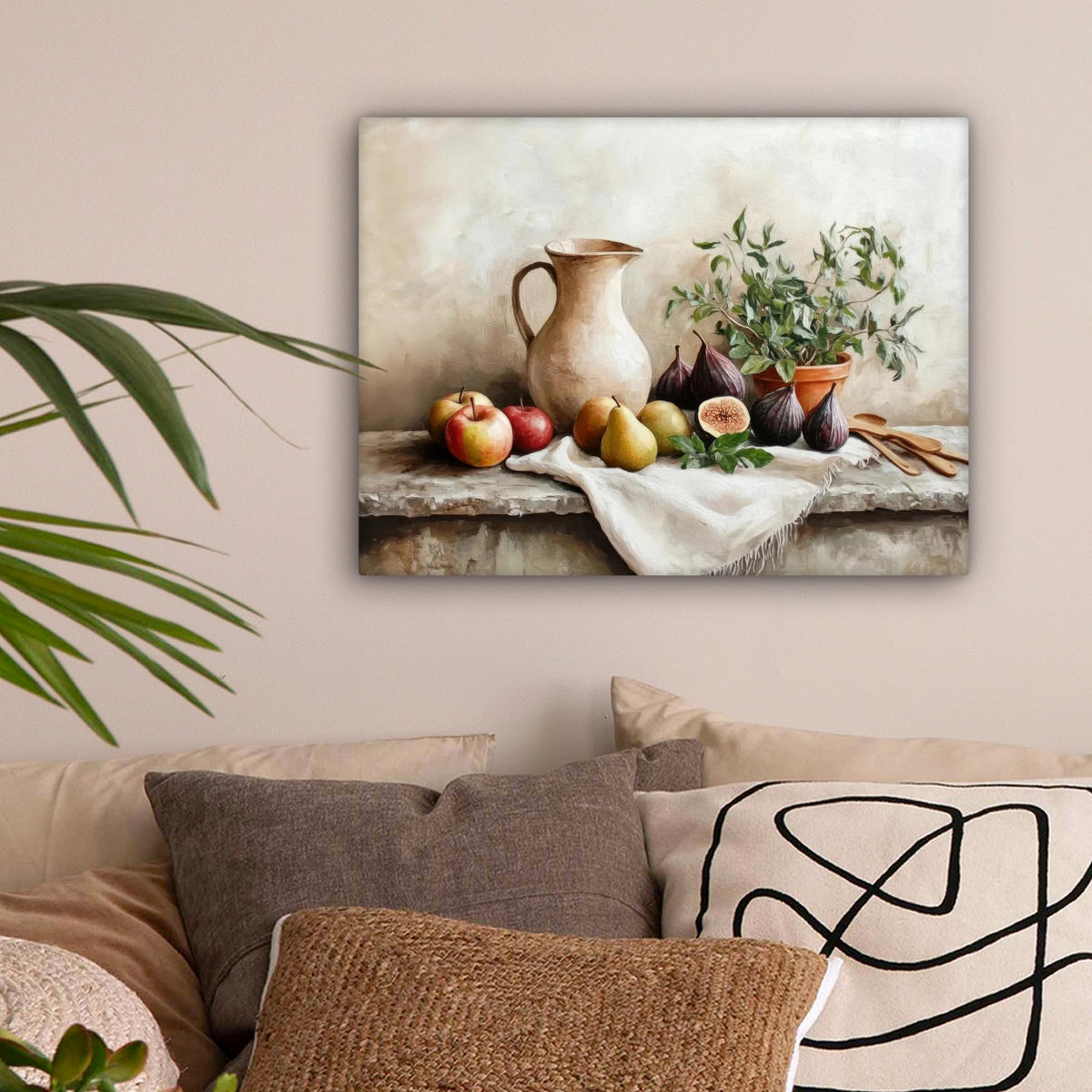 LEINWANDBILD Obst - Kräuter - Ländlich Wandbild 40x30 cm - Naturfarben, Textil (40/30cm) - MuchoWow