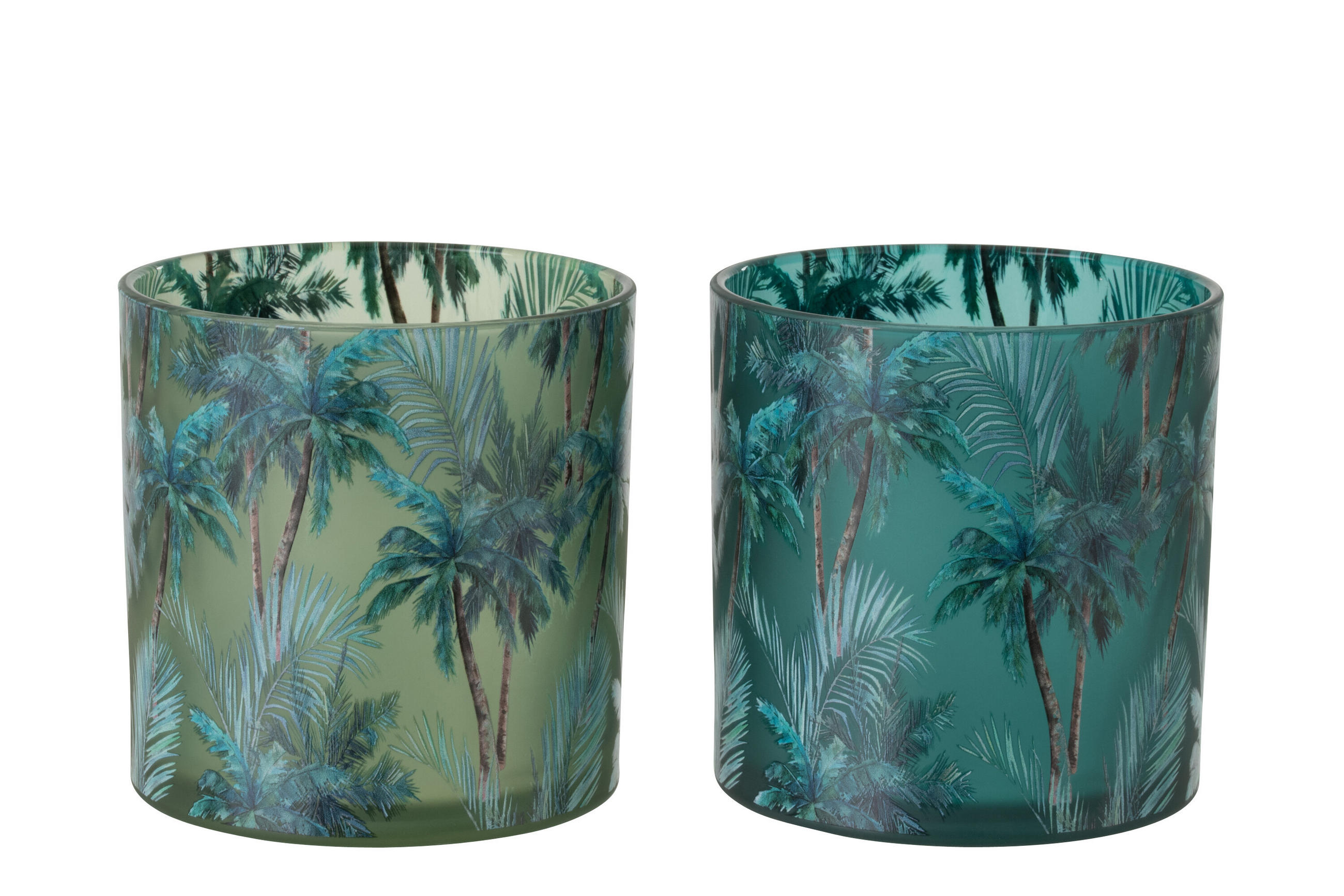 WINDLICHT TROPISCH (2ER SET) - Multicolor, Glas (15/15cm) - J-Line