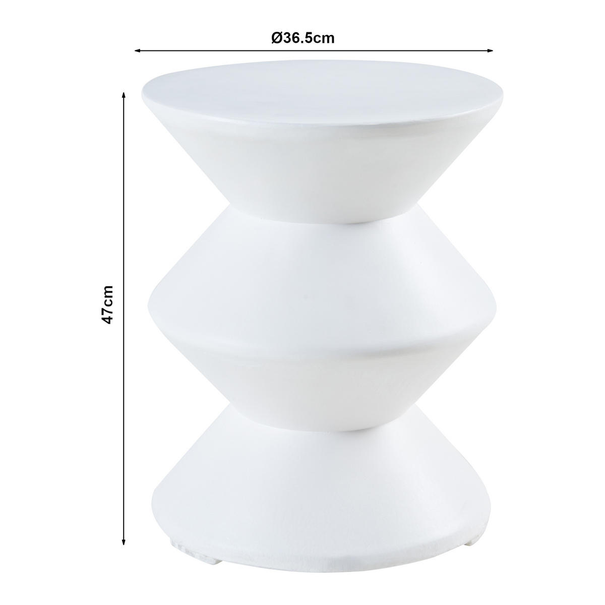 ODKLÁDACÍ STOLEK Kyppeslo - bílá, kámen (36.5/36.5/47cm) - [en.casa]