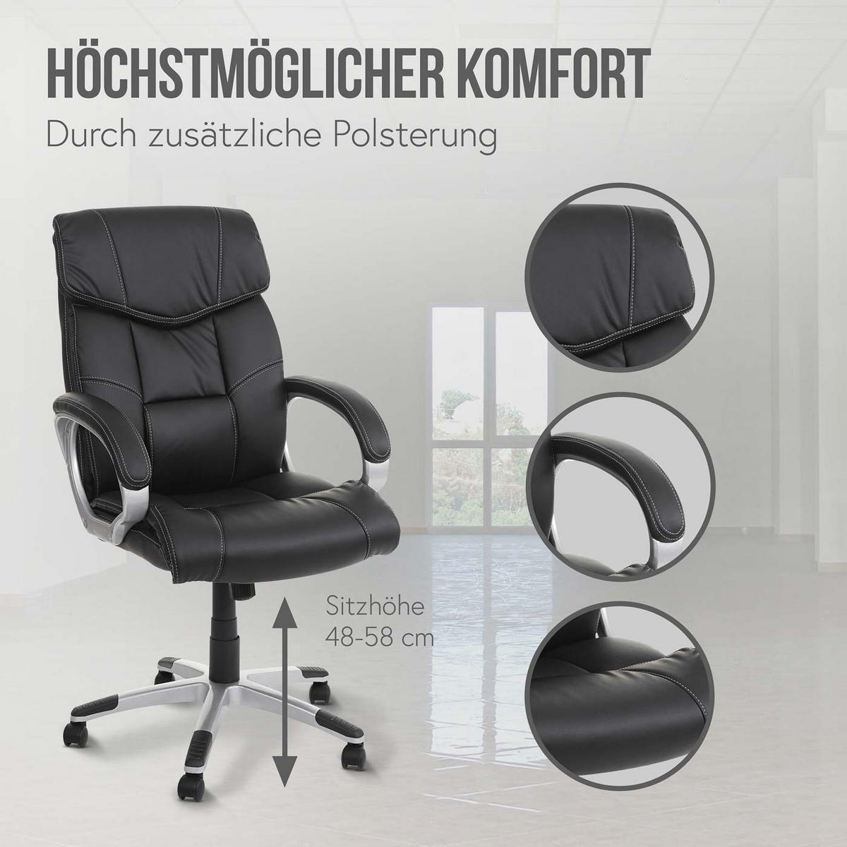 BÜROSTUHL Schwarz - Schwarz, Textil (73/120/78cm) - MCW