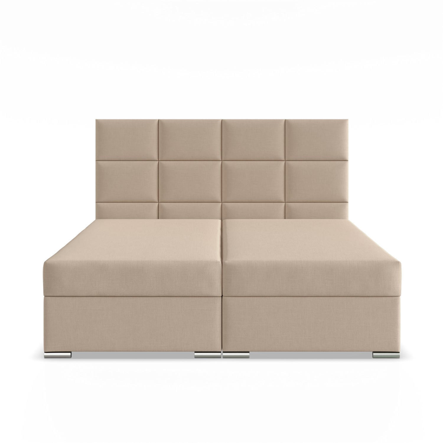 BOXBETT MIT KOPFTEIL 140x200 CALVI, Beige - Beige, Textil (140/200cm) - Mebligo