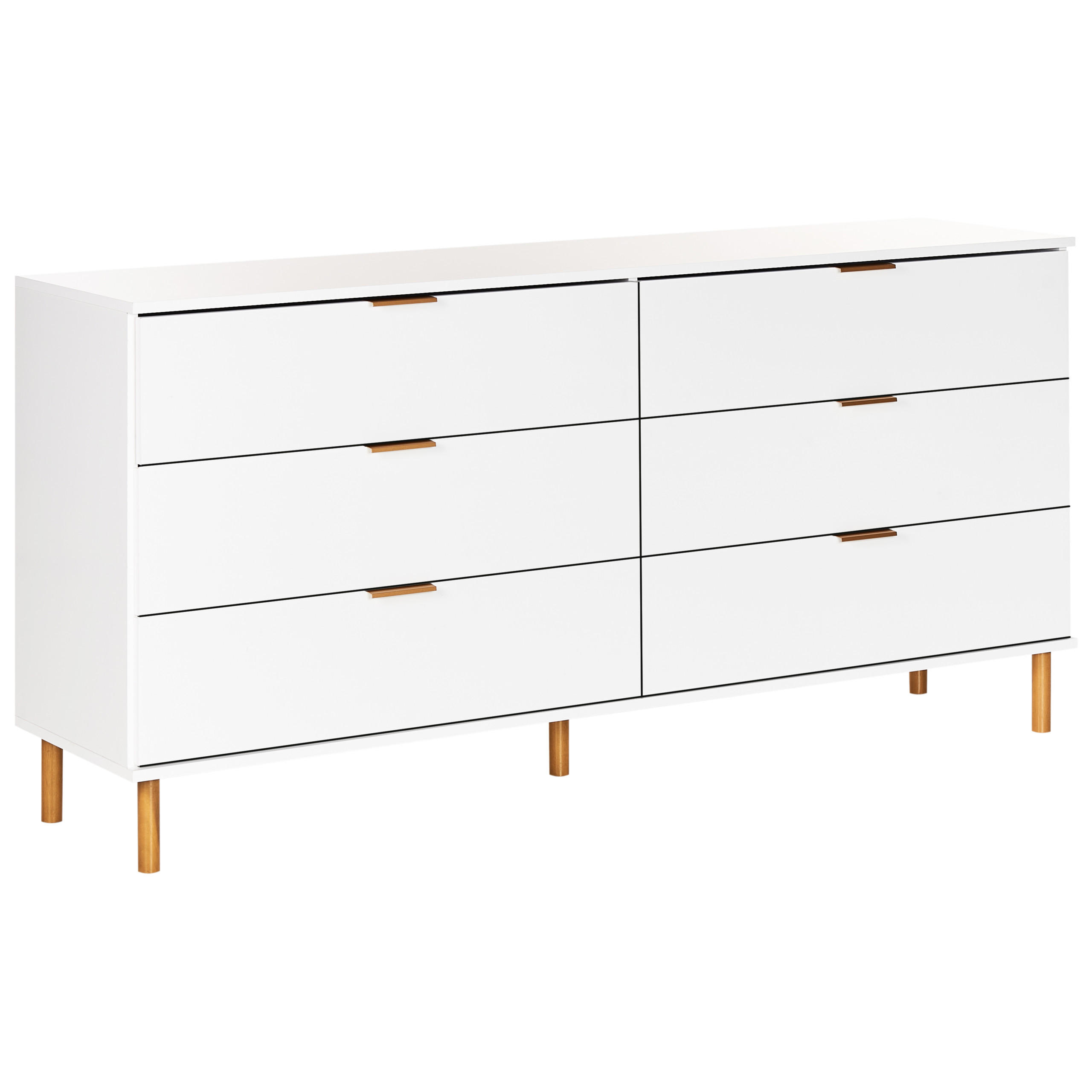 KOMODA s 6 zásuvkami Bílá Walpole - bílá, kompozitní dřevo (158/76/40cm) - Beliani