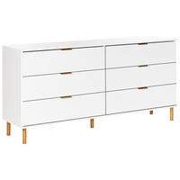 KOMODA s 6 zásuvkami Bílá Walpole - bílá, kompozitní dřevo (158/76/40cm) - Beliani