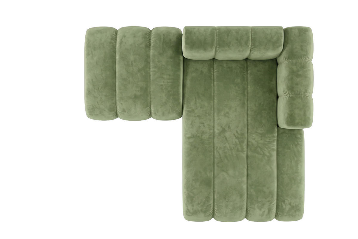 CHAISELONGUE Modulare Mit Hocker, Velvet-Stoff Riviera, Olive, Rechts, GRAND - Olivgrün, Holz (204/179cm) - Kaiser Möbel