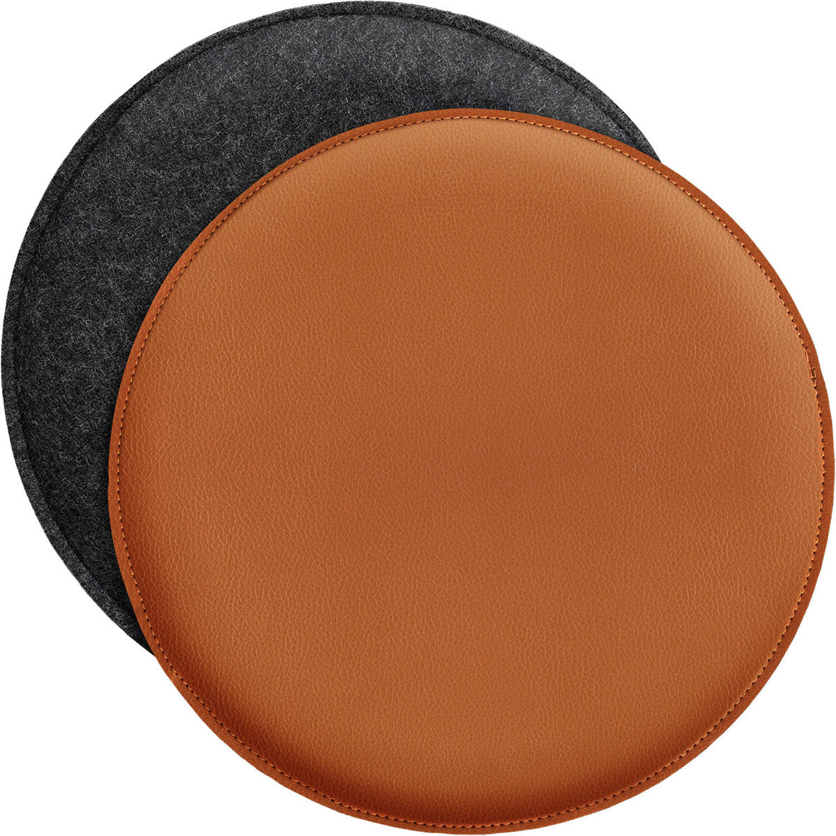 SITZKISSEN zum Wenden Filz und Kunstleder 4er Set - Dunkelgrau, Textil (35/35/2cm) - Miqio Design