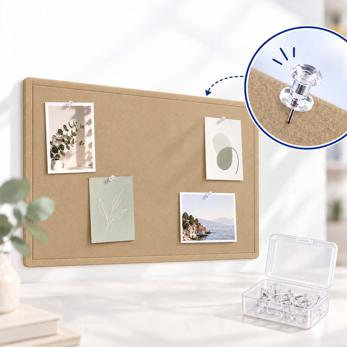 PINNWAND Beige Filz faltbar 84x59 cm - Beige, Textil (59/84/1cm) - Relaxdays