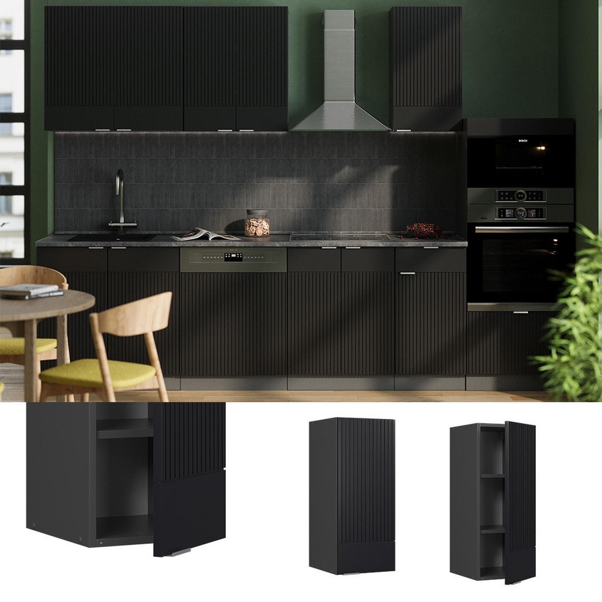 DULAP DE PERETE Fame-Line dungi negre 30 cm - antracit/negru, compozit lemnos (30/72/34.1cm) - Vicco