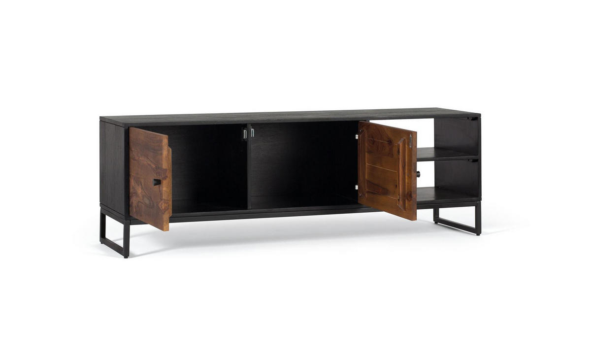 TV-SCHRANK aus Palisander mit braunen Metallbeinen - Schwarz, Holz (150/50/40cm) - Giner y Colomer