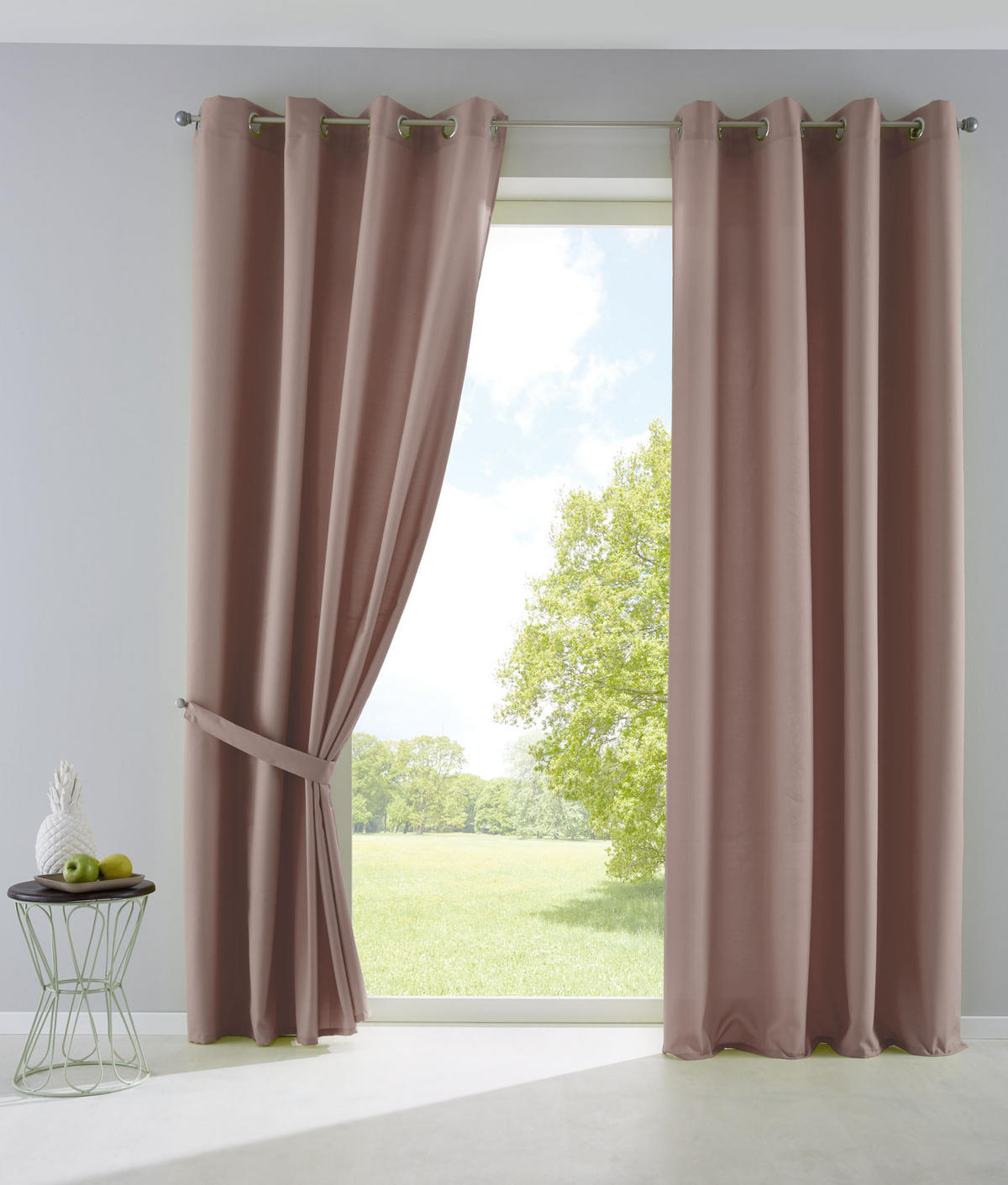 VORHANG 2ER SET PALERMO HxB 145x140 cm Taupe - Taupe, Textil (140/145cm) - Gardinenbox