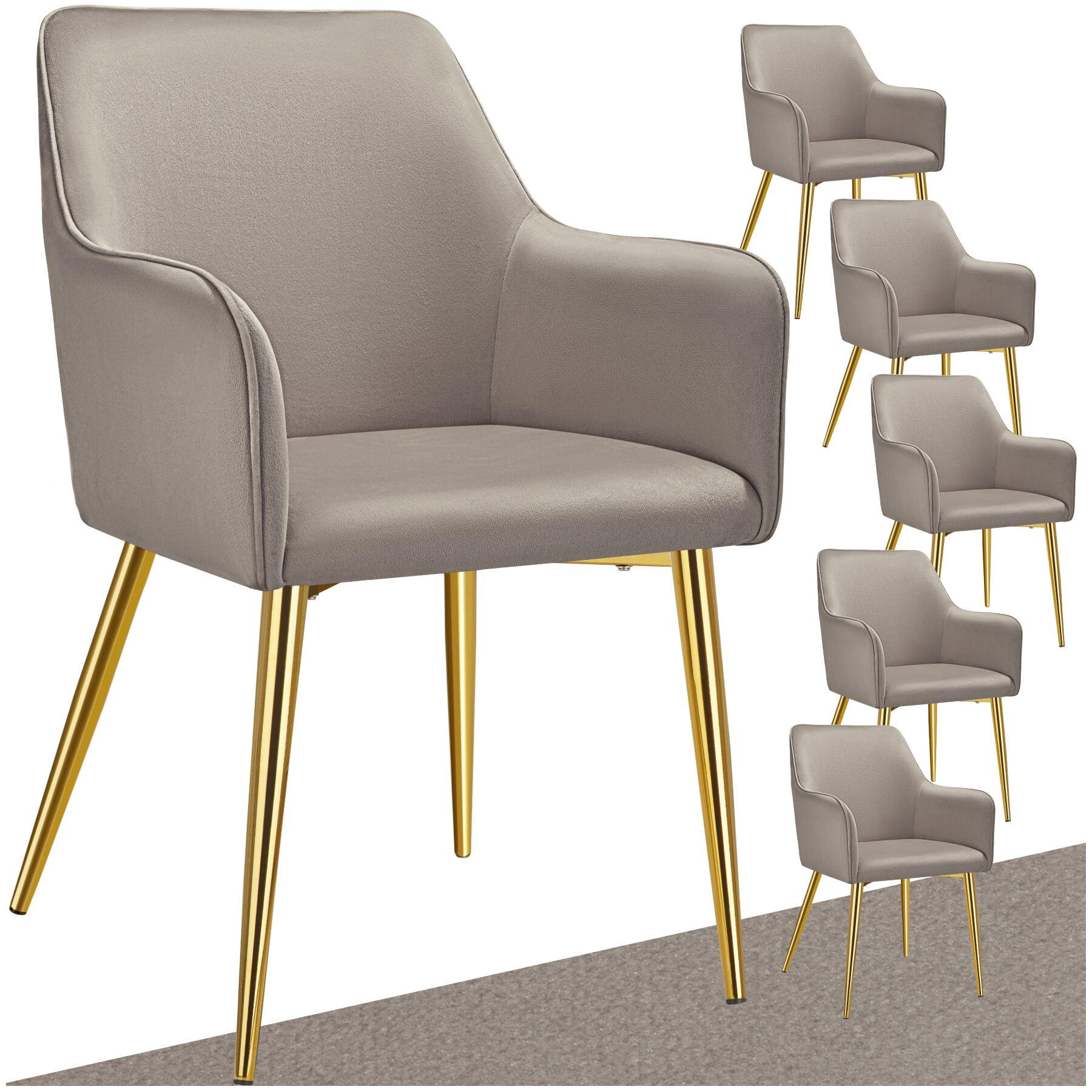 ARMLEHNSTUHL 6er Set Avane 55 x 63 5 x 86 5 cm taupe - Taupe, Textil (55/86.5/63.5cm) - tectake
