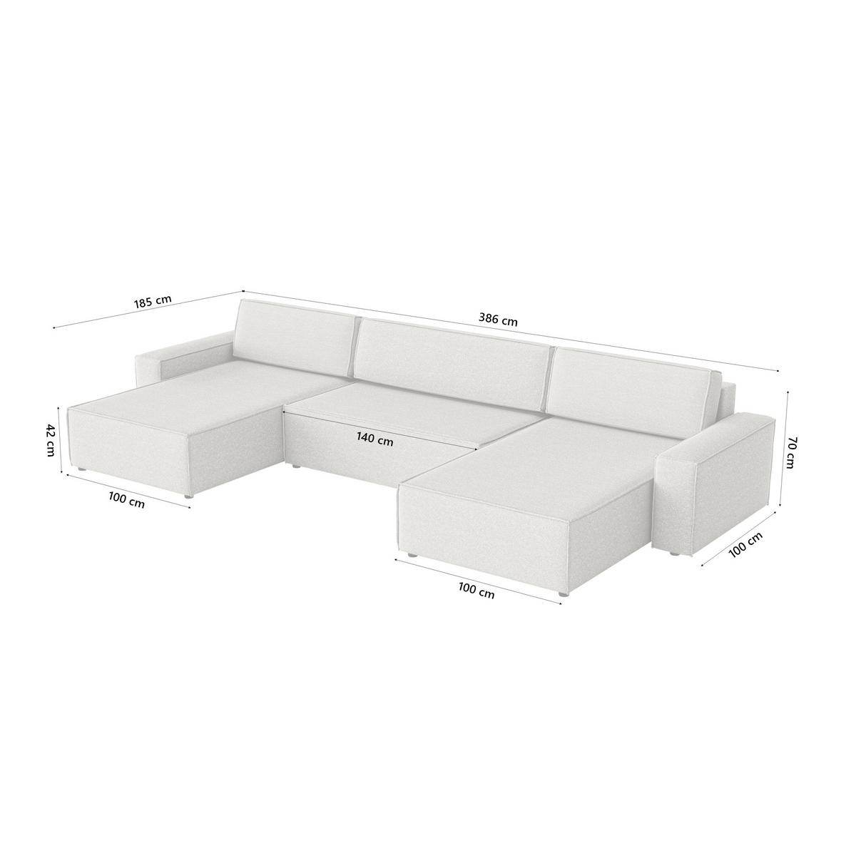 WOHNLANDSCHAFT Lummo U mit Schlaffunktion, Grau - Grau, Textil (386/70/185cm) - Fedve