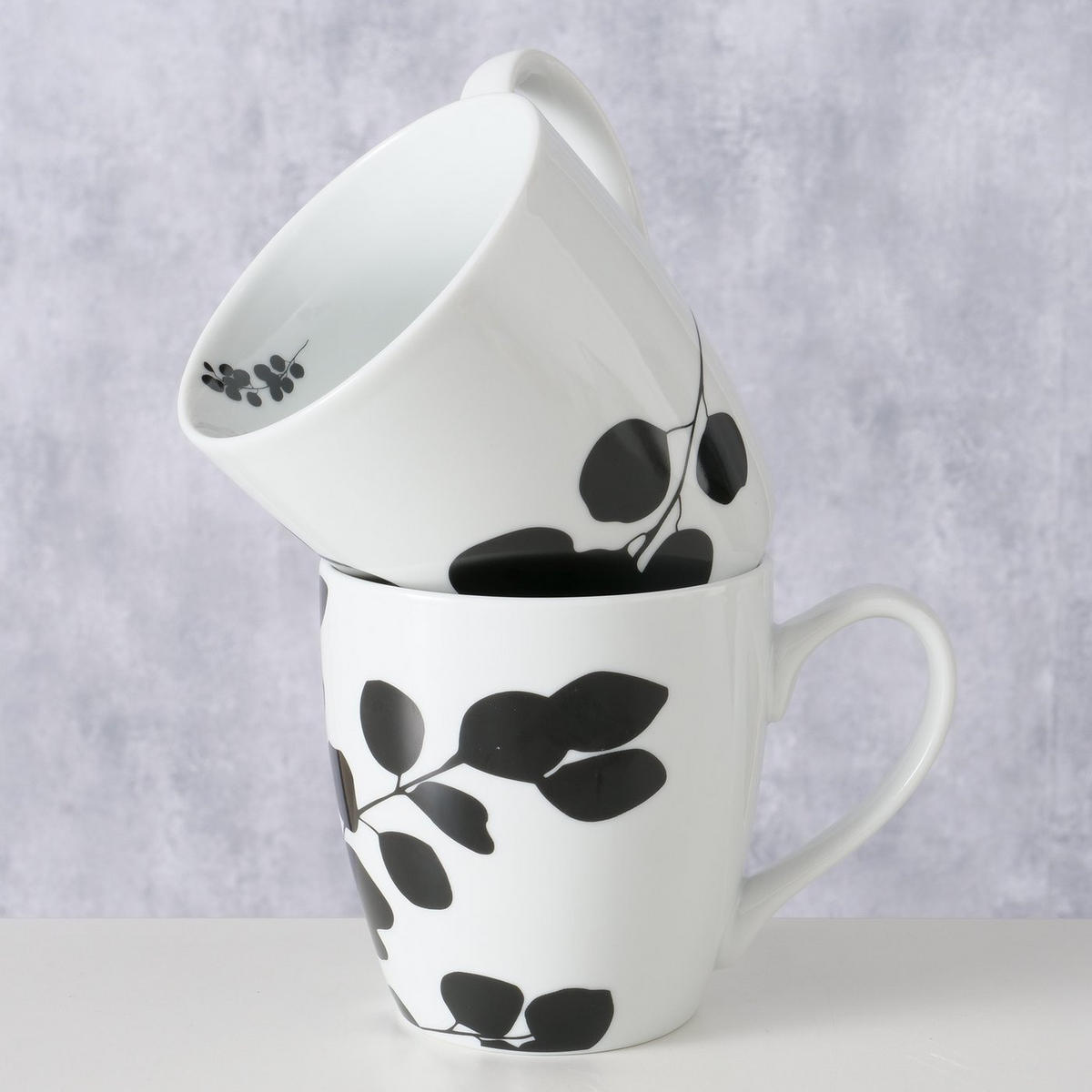 PORZELLANTASSE Calypso Muster 2 480 ml 10/14/10 cm - Weiß, Keramik (0.48L) - Boltze Home