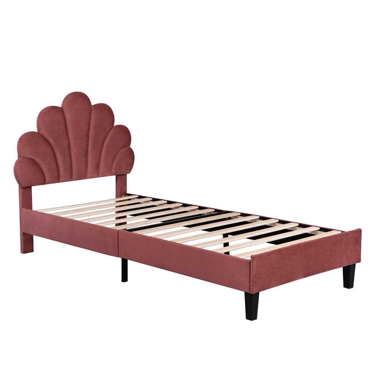 POLSTERBETT Glamour mit Höhenverstellbarem Kopfteil 90/200 cm Samt Bordeaux - Rot, Textil (90/200cm) - Creahappy