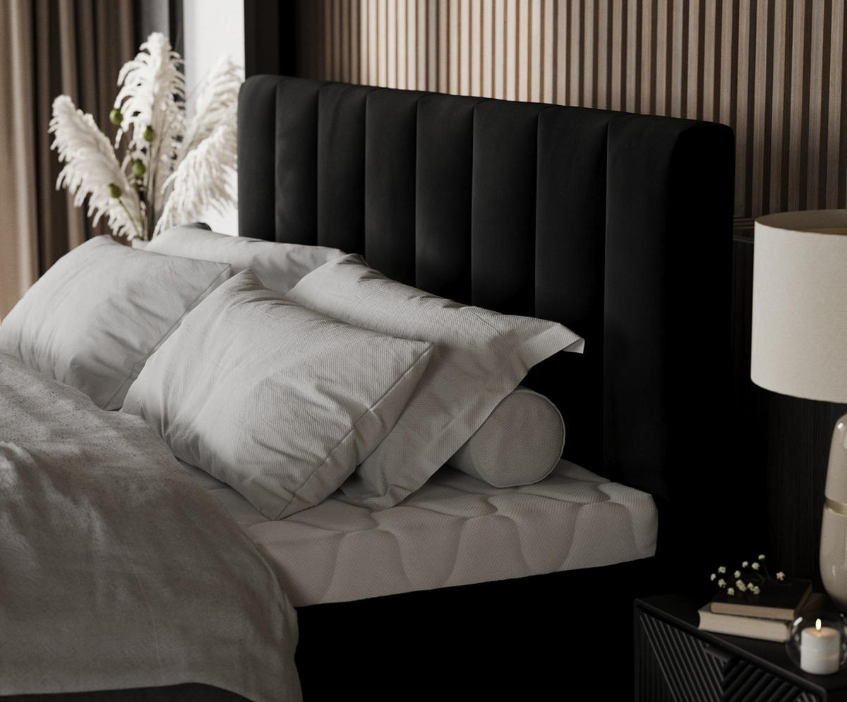 BOXBETT Lume 180/200 cm Schwarz im Kronos Stoff - Schwarz, Holz/Holzwerkstoff (180/200cm) - AltaBeds