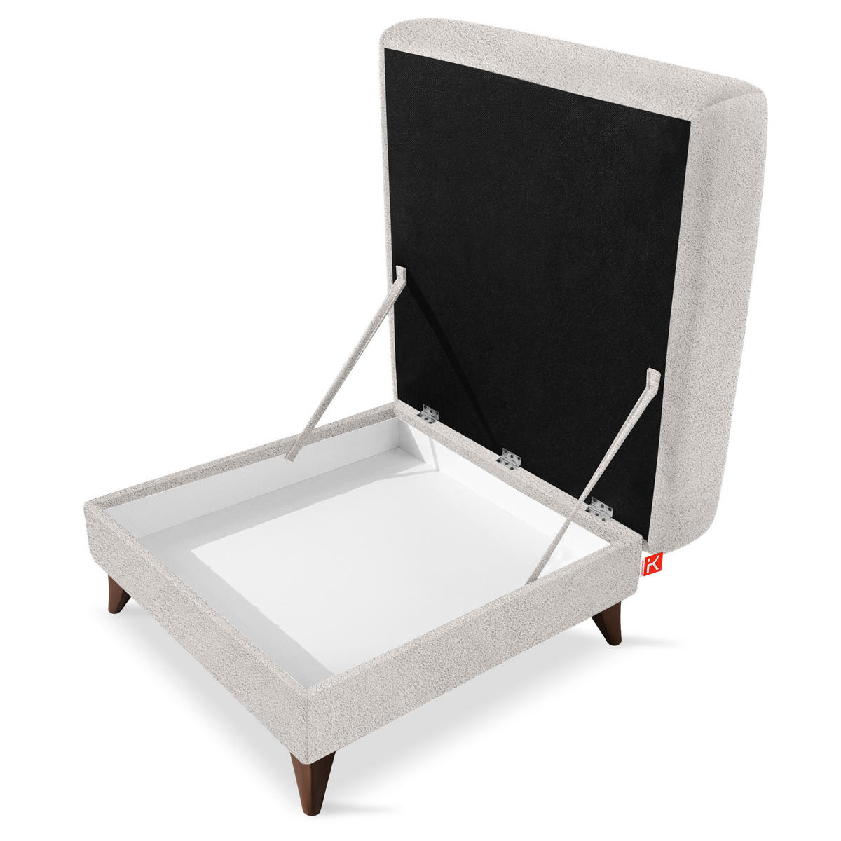 HOCKER GUSTAVO Bouclé, Weiß - Weiß, Holz/Holzwerkstoff (92/49/92cm) - KONSIMO®