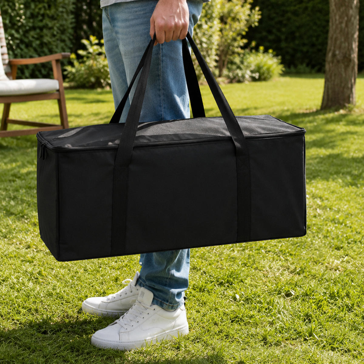 WACKELTURM Natur Schwarz Birkenholz 54-teilig mit Tasche - Hellbraun, Holz/Textil (21/21cm) - Relaxdays