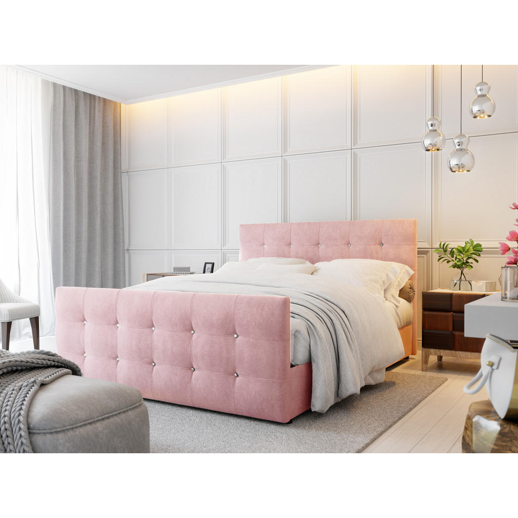 Thumbnail - Bedante Boxbett, Rosa, Textil, Höhe ca. 19 cm, 140x200 cm, Oeko-Tex® Standard 100, Schlafzimmer, Betten, Boxspringbetten