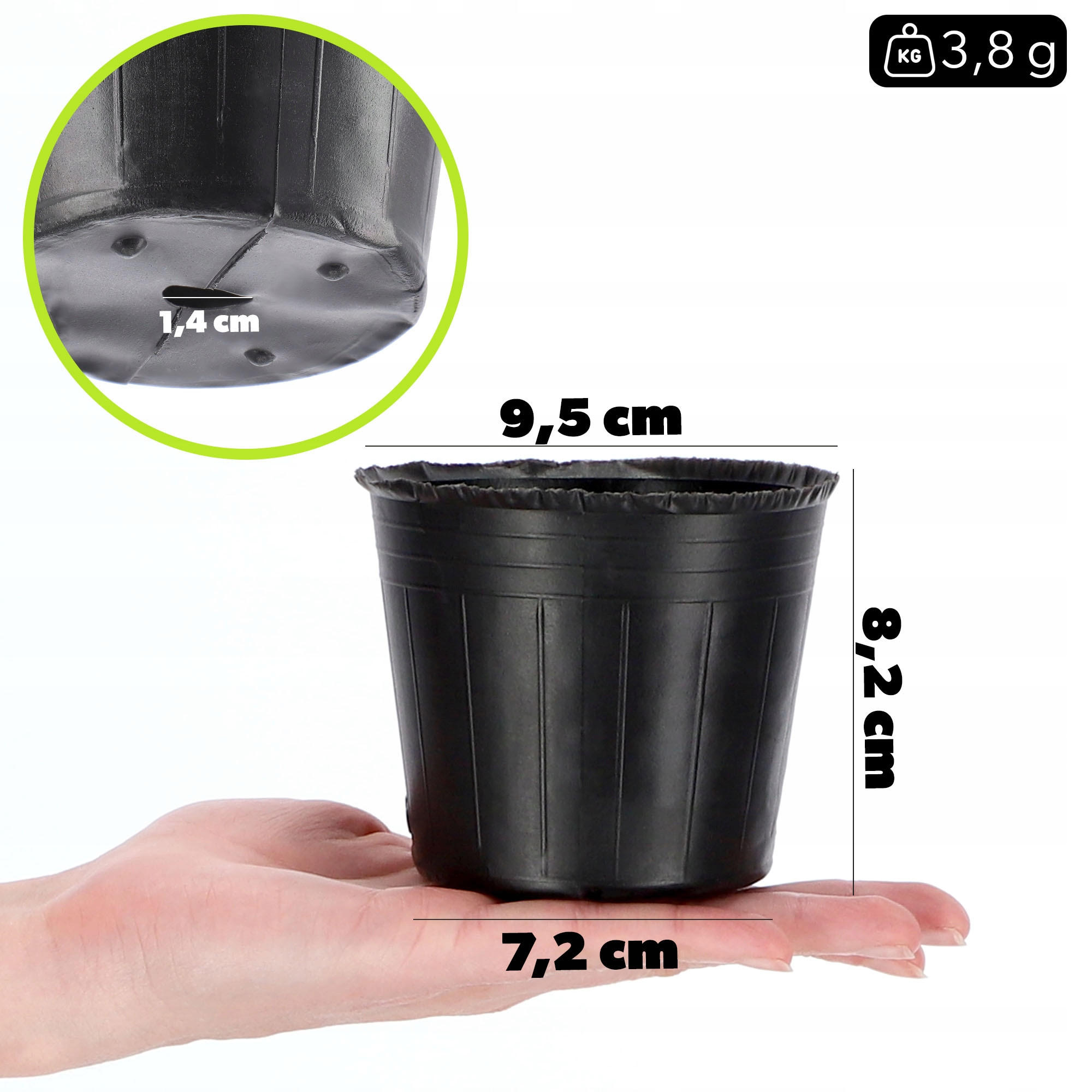 SAMENTOPF, rund, 9 cm, 100 Stück - Schwarz, Kunststoff - KADAX
