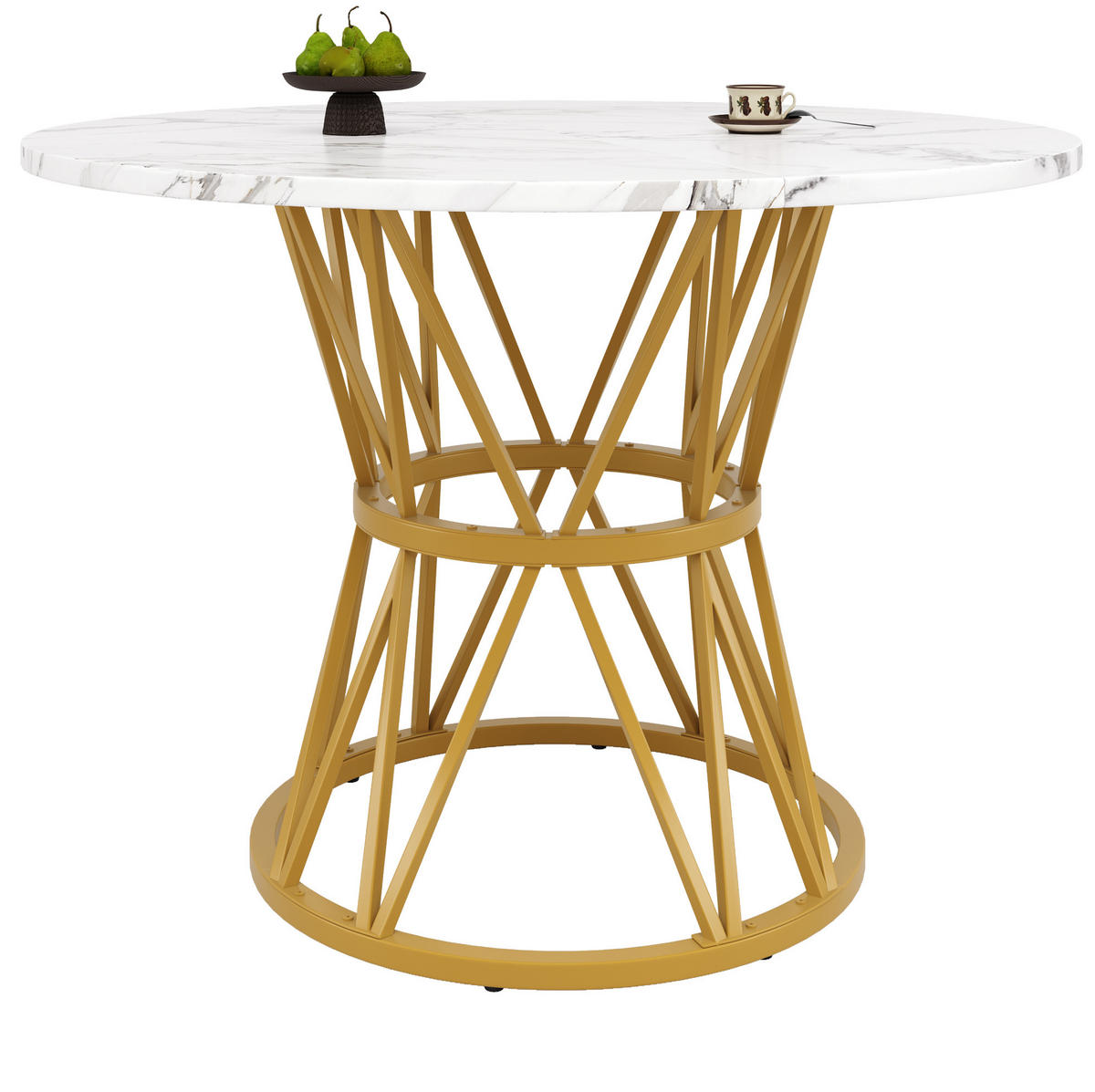 JEDÁLENSKÝ stôl 100/100/76 cm, MDF v mramorovom dekore, zlatý - zlatá, kompozitné drevo (100/100/76cm) - BEAOK