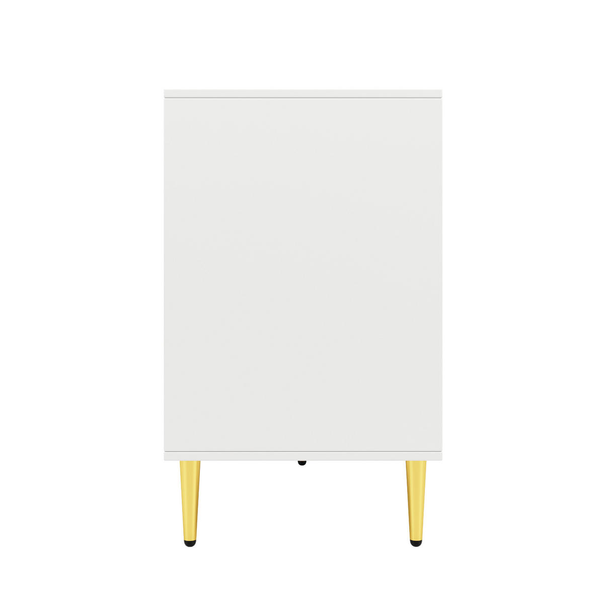 SIDEBOARD Weiß aus MDF mit Wellenfront und goldfarbenen Griffen, 152/40/75 cm, Weiß - Weiß, Holzwerkstoff (40/75/152cm) - Redom