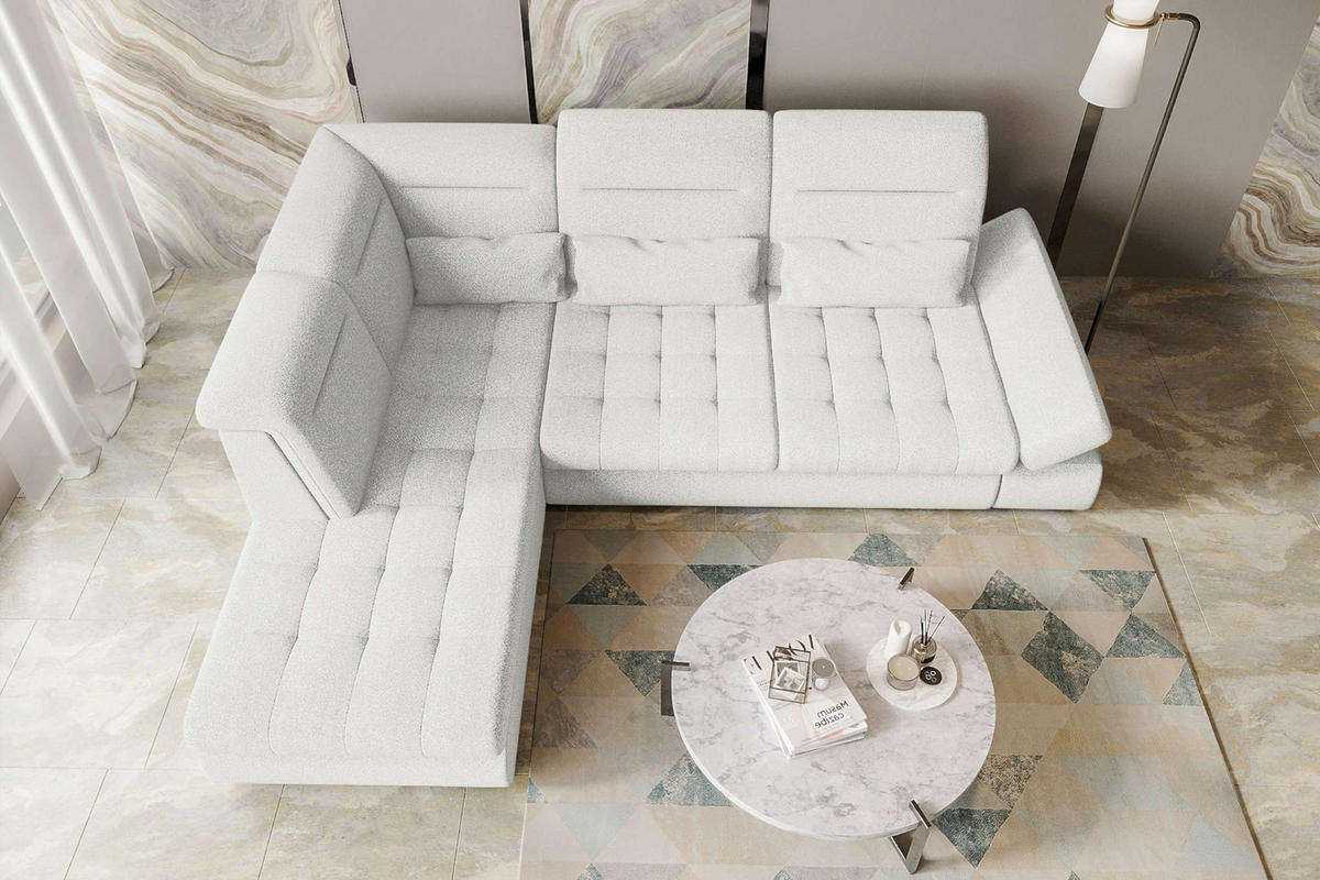 ECKSOFA Toscana Strukturstoff inkl. Schlaffunktion - Creme, Textil (227/279cm) - 99rooms