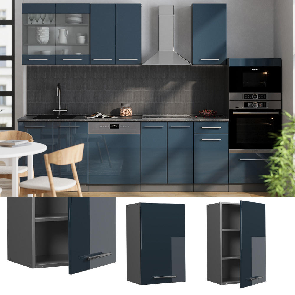 HÄNGESCHRANK Fame-Line Dunkelblau Hochglanz 45 cm - Anthrazit/Dunkelblau, Holzwerkstoff (45/72/34.1cm) - Vicco