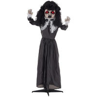 HALLOWEENDEKO DE-42080 Horrorpuppe 160 cm mit Sound Schwarz - Schwarz, Metall (65/160/15cm) - ComfortXL