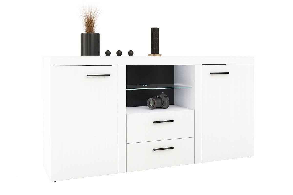 SIDEBOARD OKTAWIA 2F2S LED - Weiß, Holzwerkstoff (157/20/40cm) - Meblini