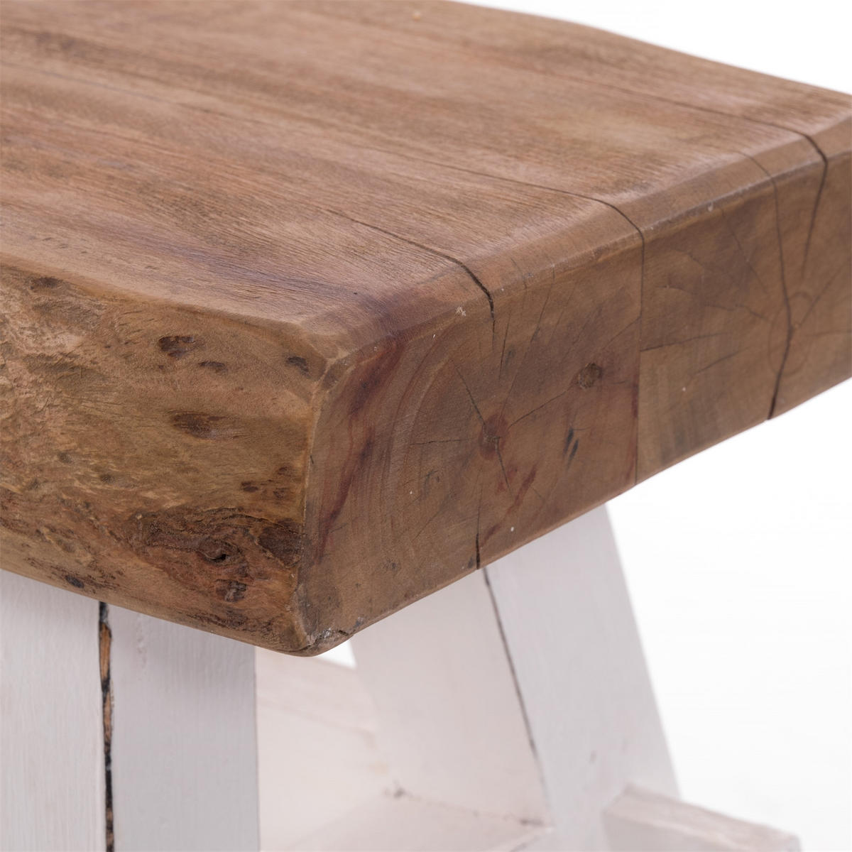 HOCKER VINTAGE 40 Massivholz 06 weiß-landhaus - Weiß, Holz (45/43/27cm) - DESIGN DELIGHTS