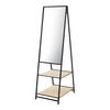 STANDSPIEGEL Chamois mit 2 Ablagen - Schwarz, Glas/Metall (40/150/90cm) - [en.casa]